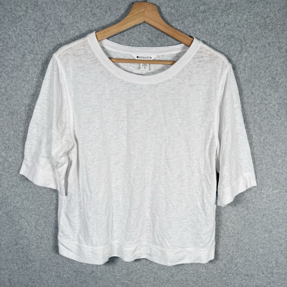 Athleta Breezy Serene Tee Women Size S White Short Sleeve Modal Top 586646